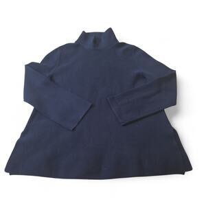 COS Size Small Navy Blue Cotton Mock Neck Pullover Sweater Tunic